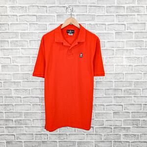 Psycho Bunny Men's Short Sleeve Polo Shirt logo chest in Orange pima cotton sz 7